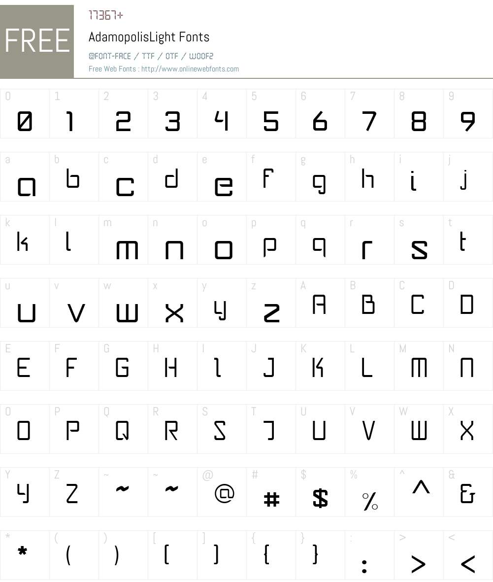 AdamopolisW00-Light Font Screenshots