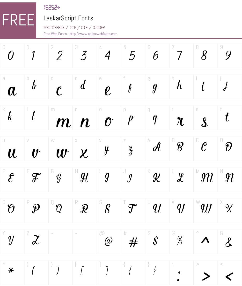 Laskar Script Font Screenshots