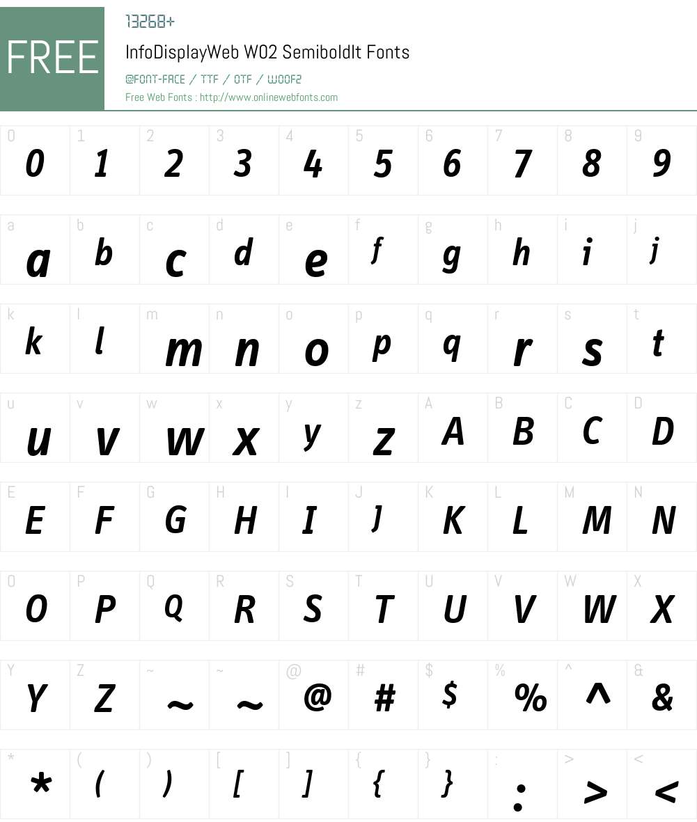 InfoDisplayWebW02-SmboldIt Font Screenshots