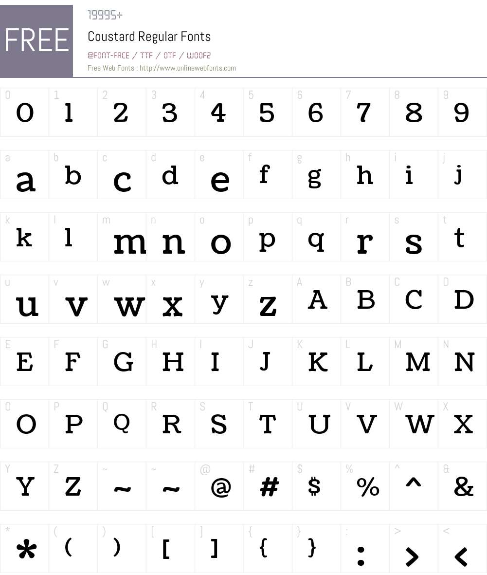 Coustard Font Screenshots