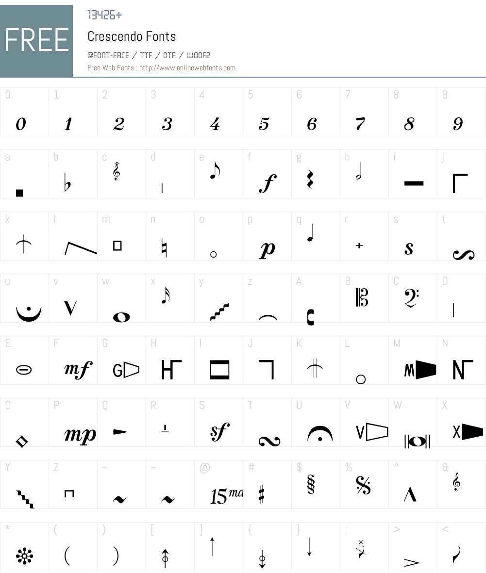 Crescendo Font Screenshots