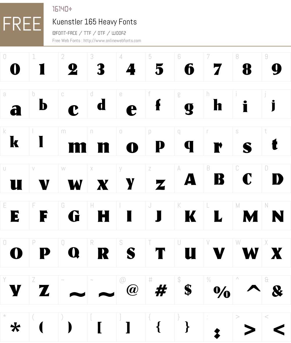 Kuenstler 165 Font Screenshots