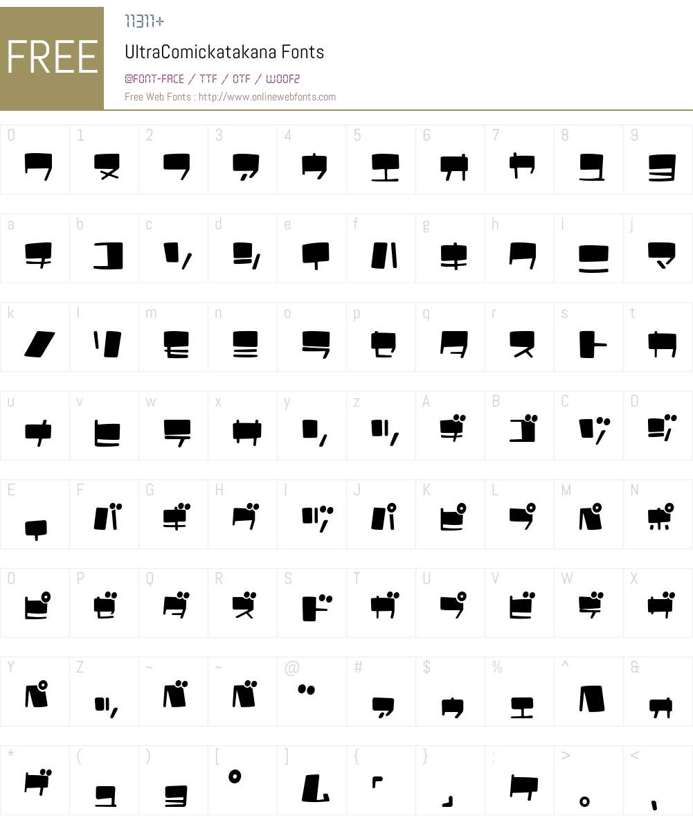 UltraComickatakana Font Screenshots
