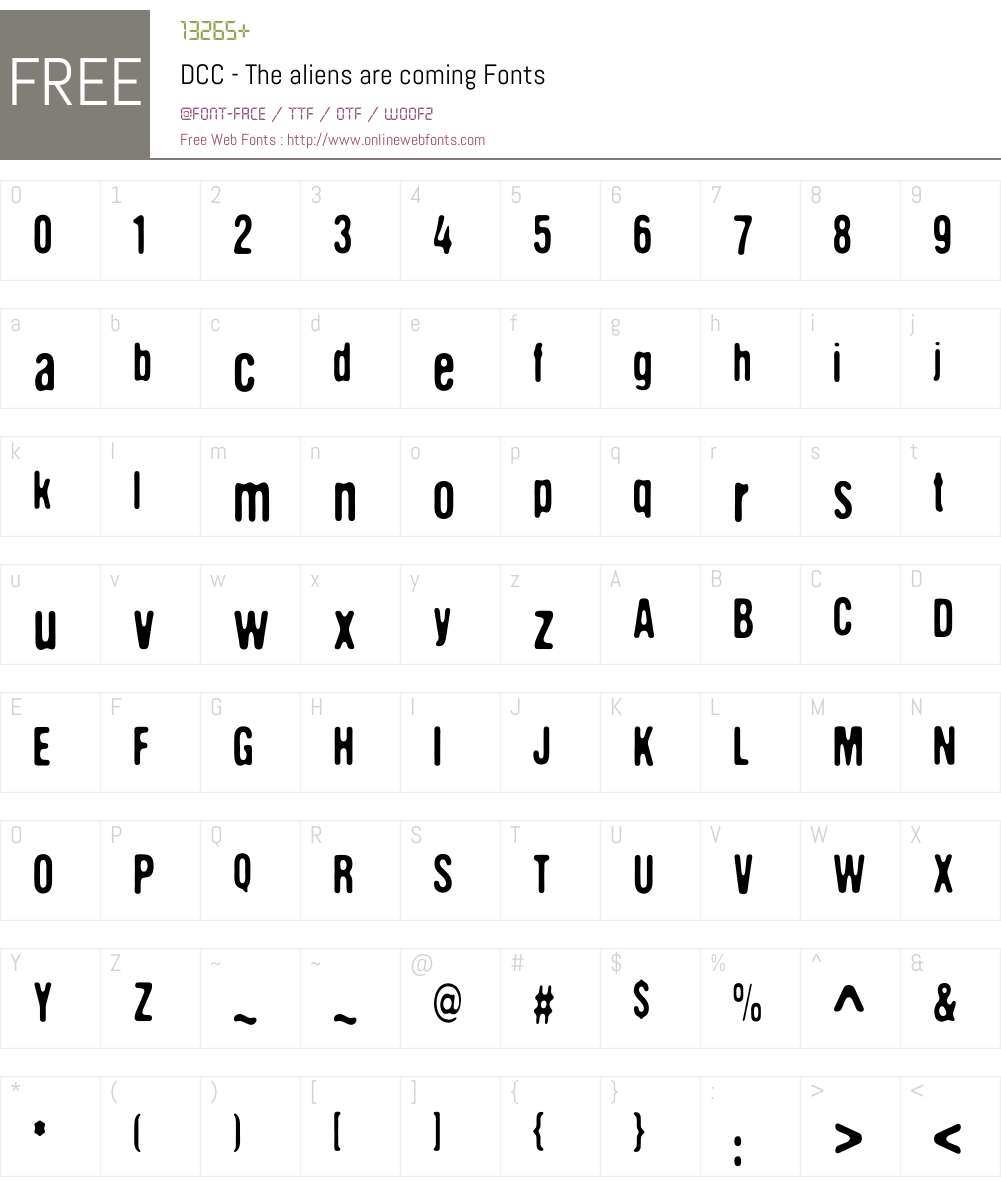DCC - The aliens are coming Font Screenshots