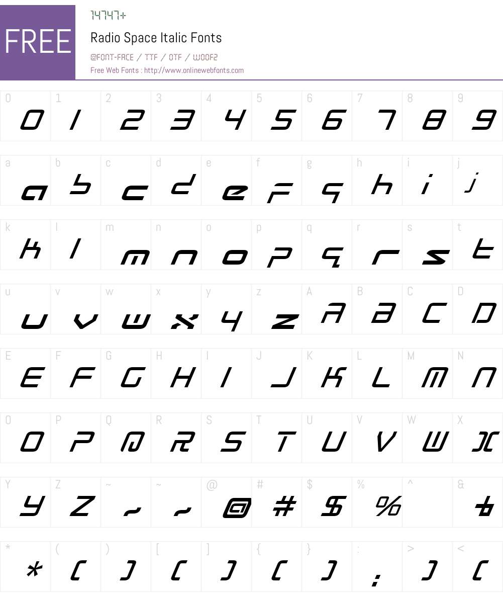 Radio Space Italic Font Screenshots