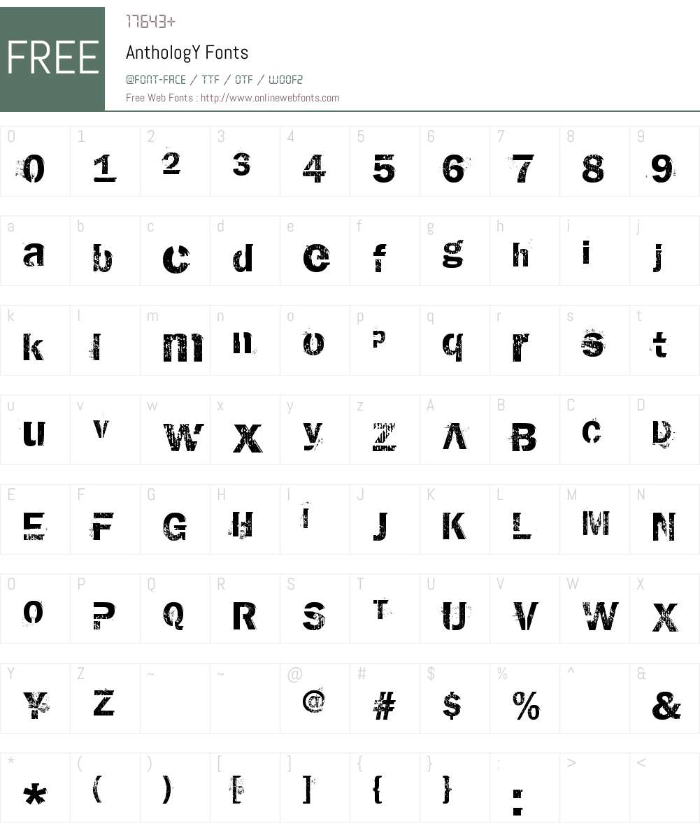 AnthologY Font Screenshots