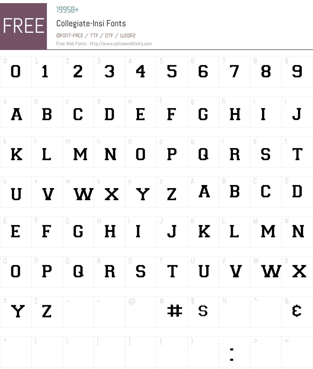 Collegiate-Insi Font Screenshots