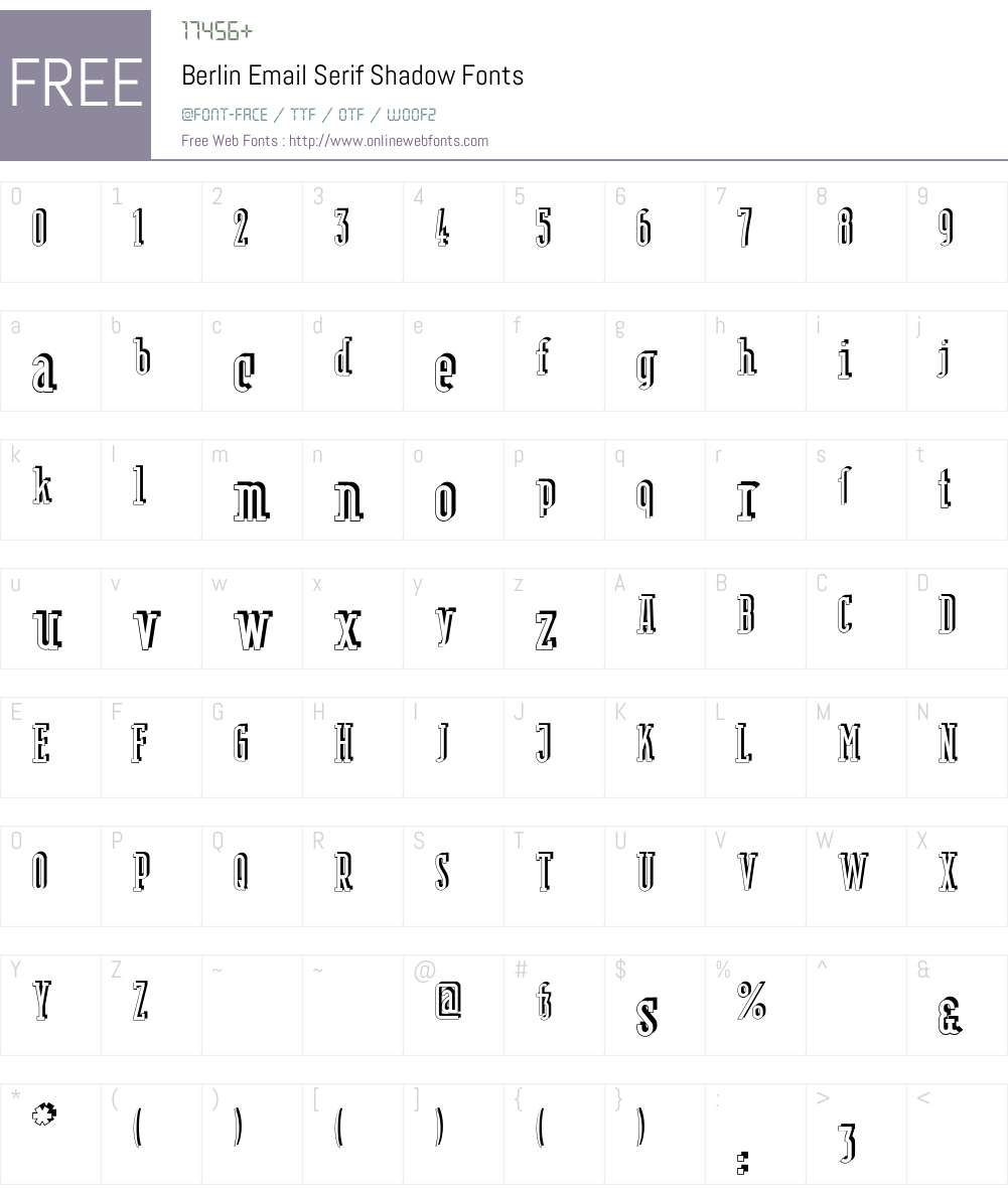 Berlin Email Serif Shadow Font Screenshots