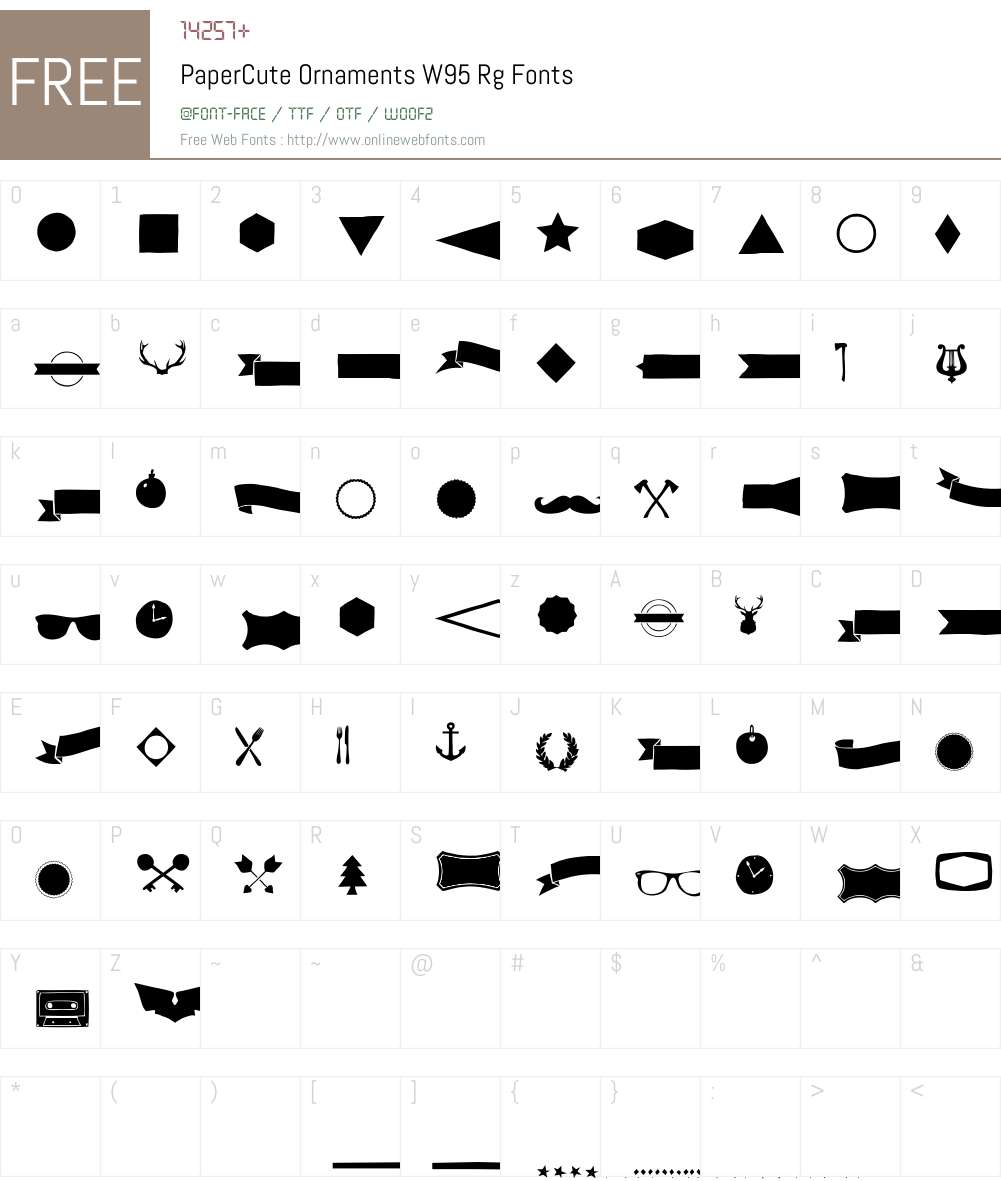 PaperCuteOrnamentsW95-Rg Font Screenshots