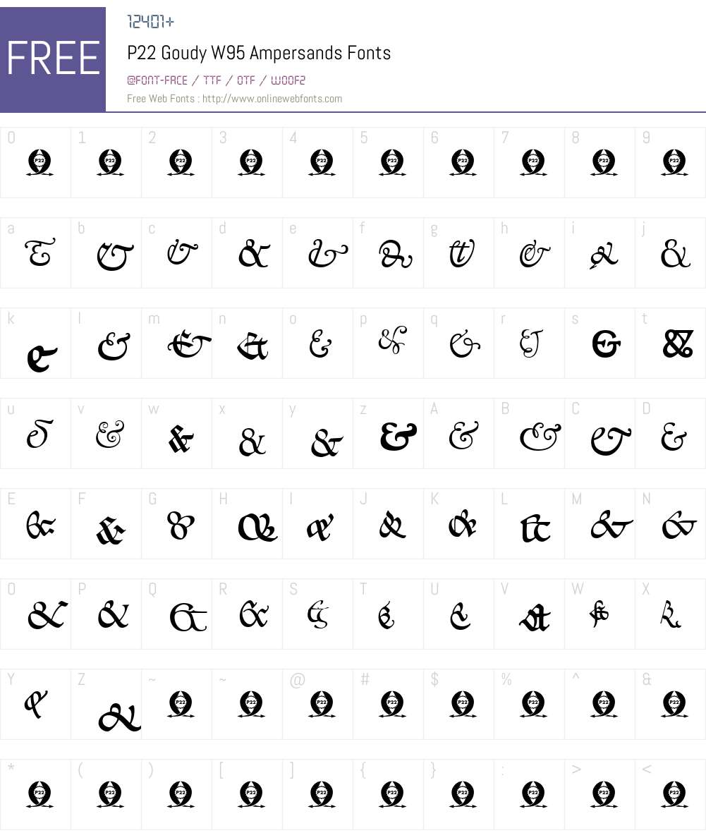 P22GoudyW95-Ampersands Font Screenshots