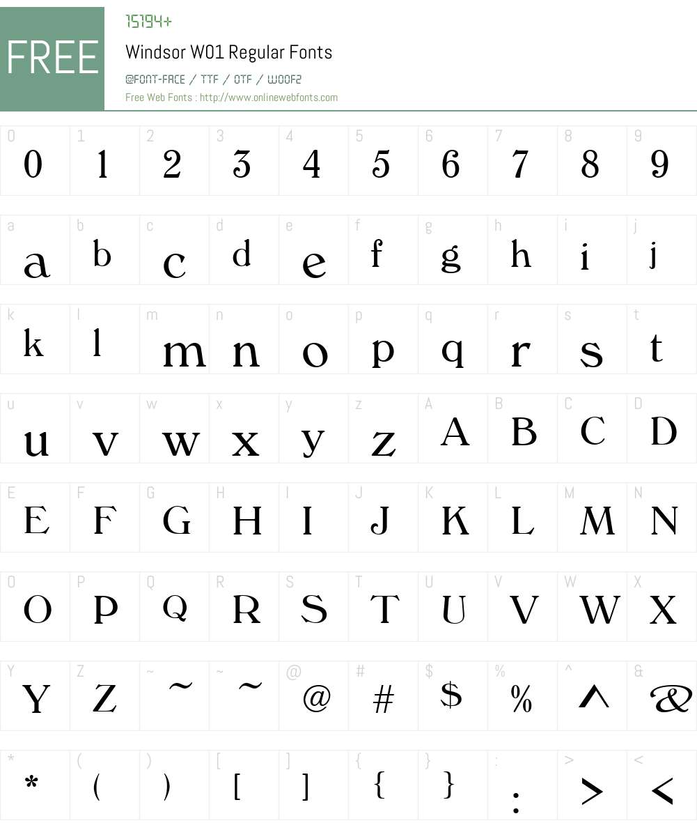 WindsorW01-Regular Font Screenshots
