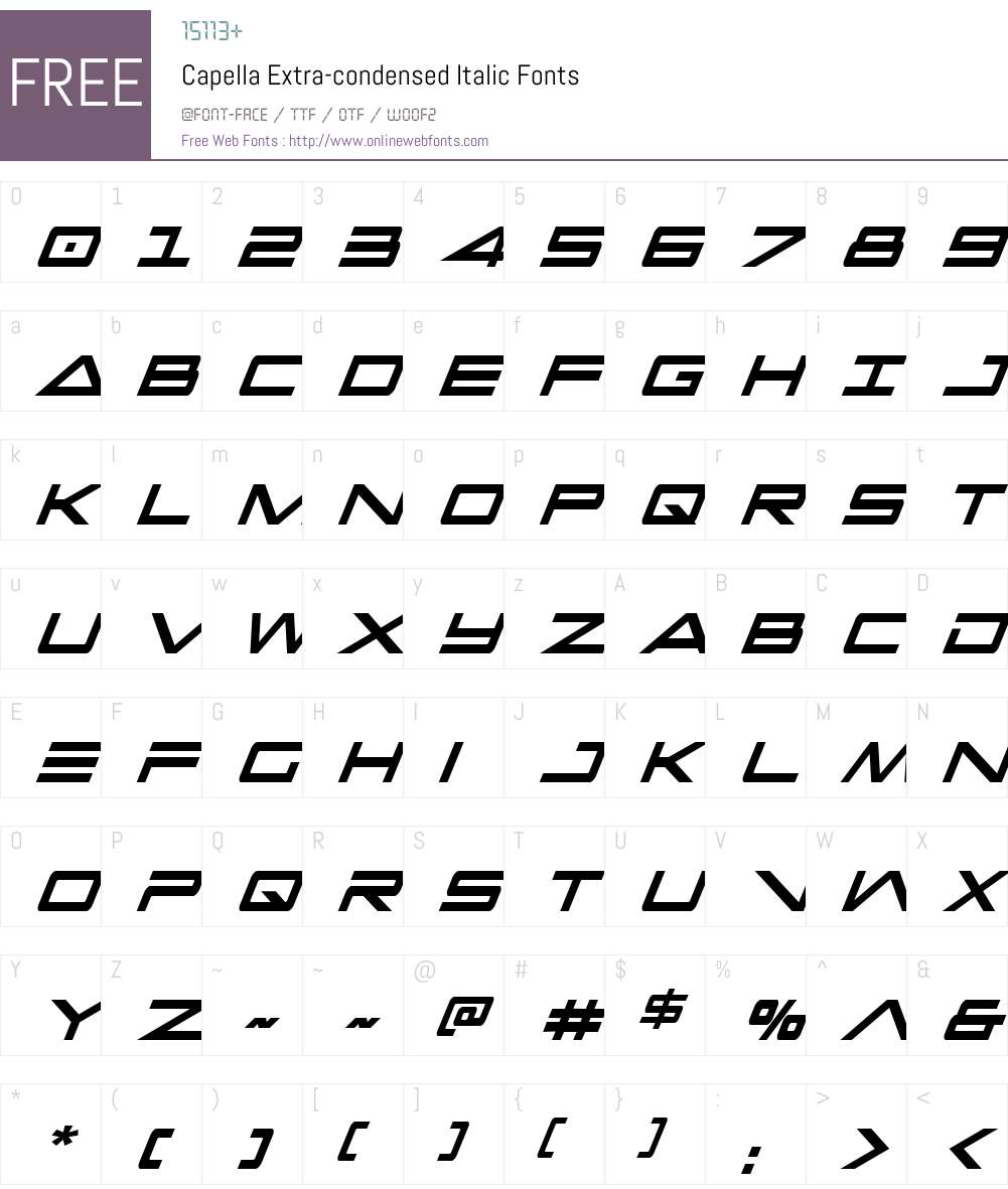 Capella Extra-condensed Italic Font Screenshots