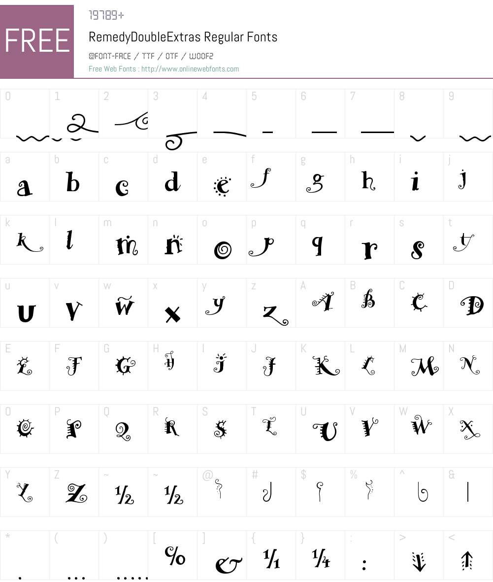 RemedyDoubleExtras Font Screenshots