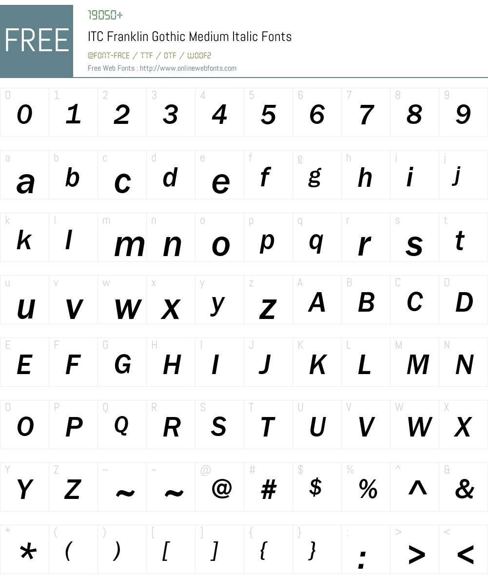 ITC Franklin Gothic Font Screenshots