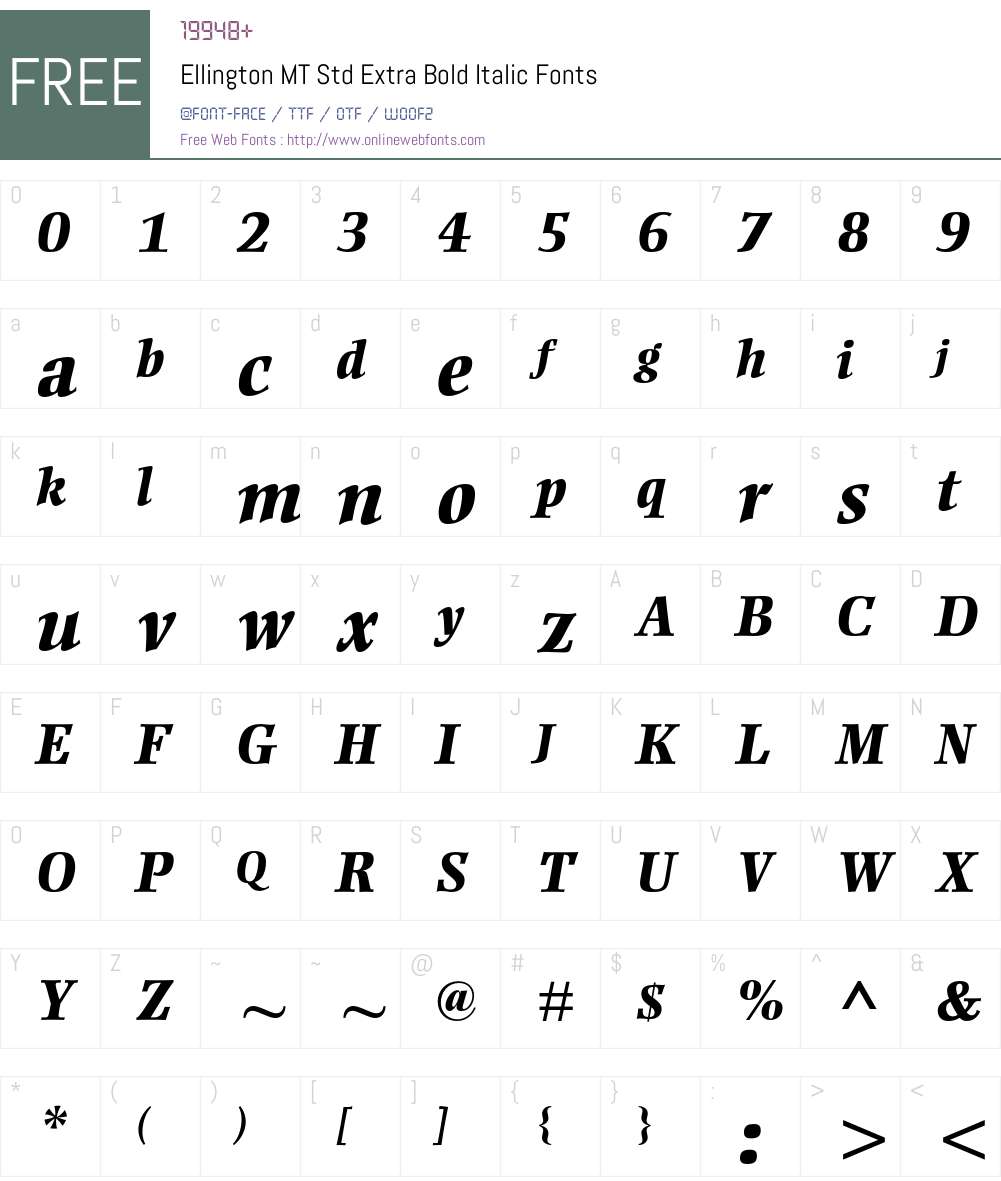 Ellington MT Std Font Screenshots
