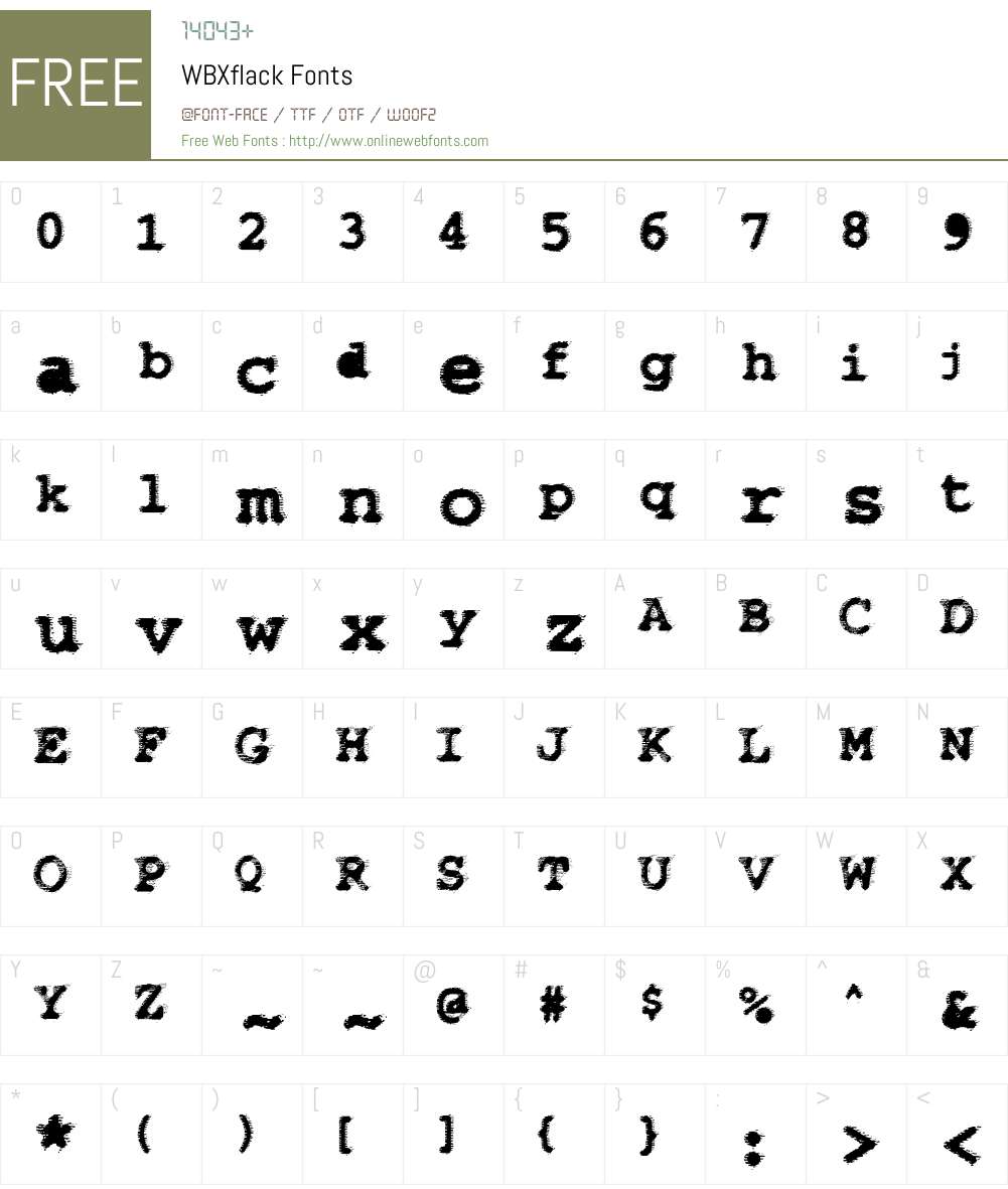 WBXflack Font Screenshots