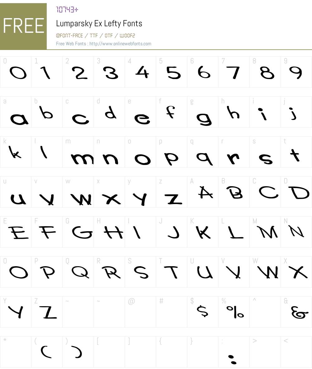 Lumparsky Ex Lefty Font Screenshots