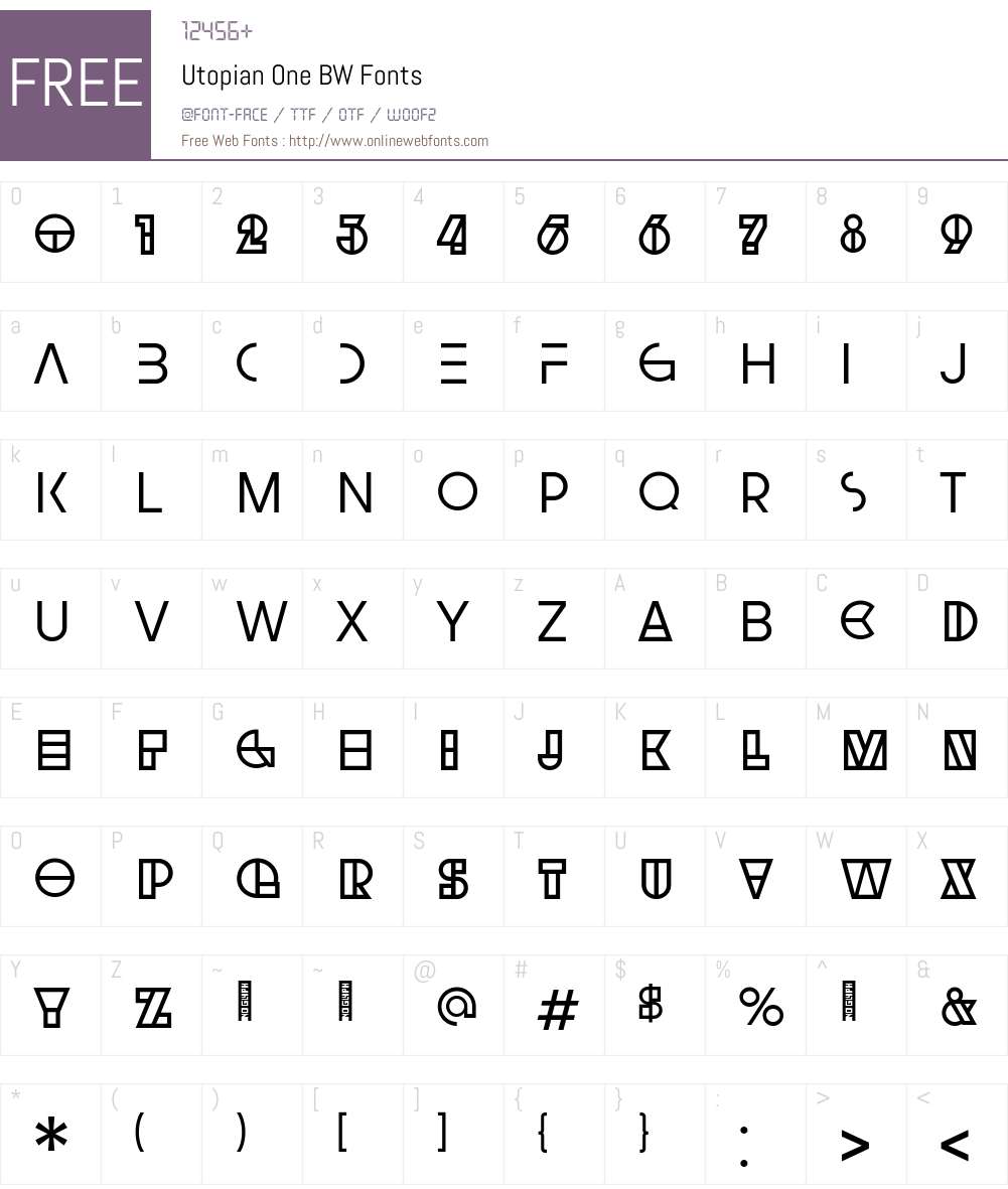Utopian One BW Font Screenshots