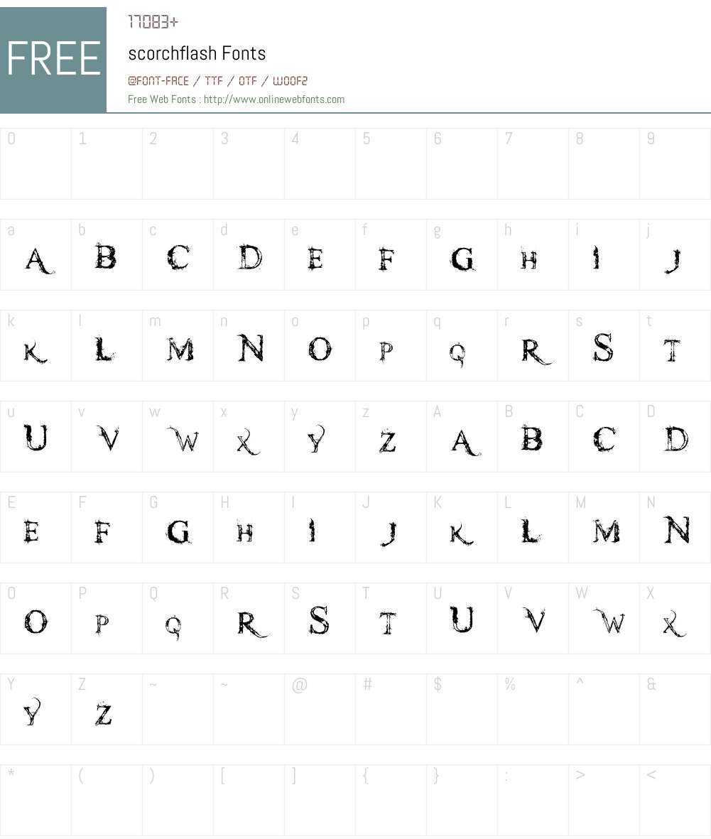 scorchflash Font Screenshots