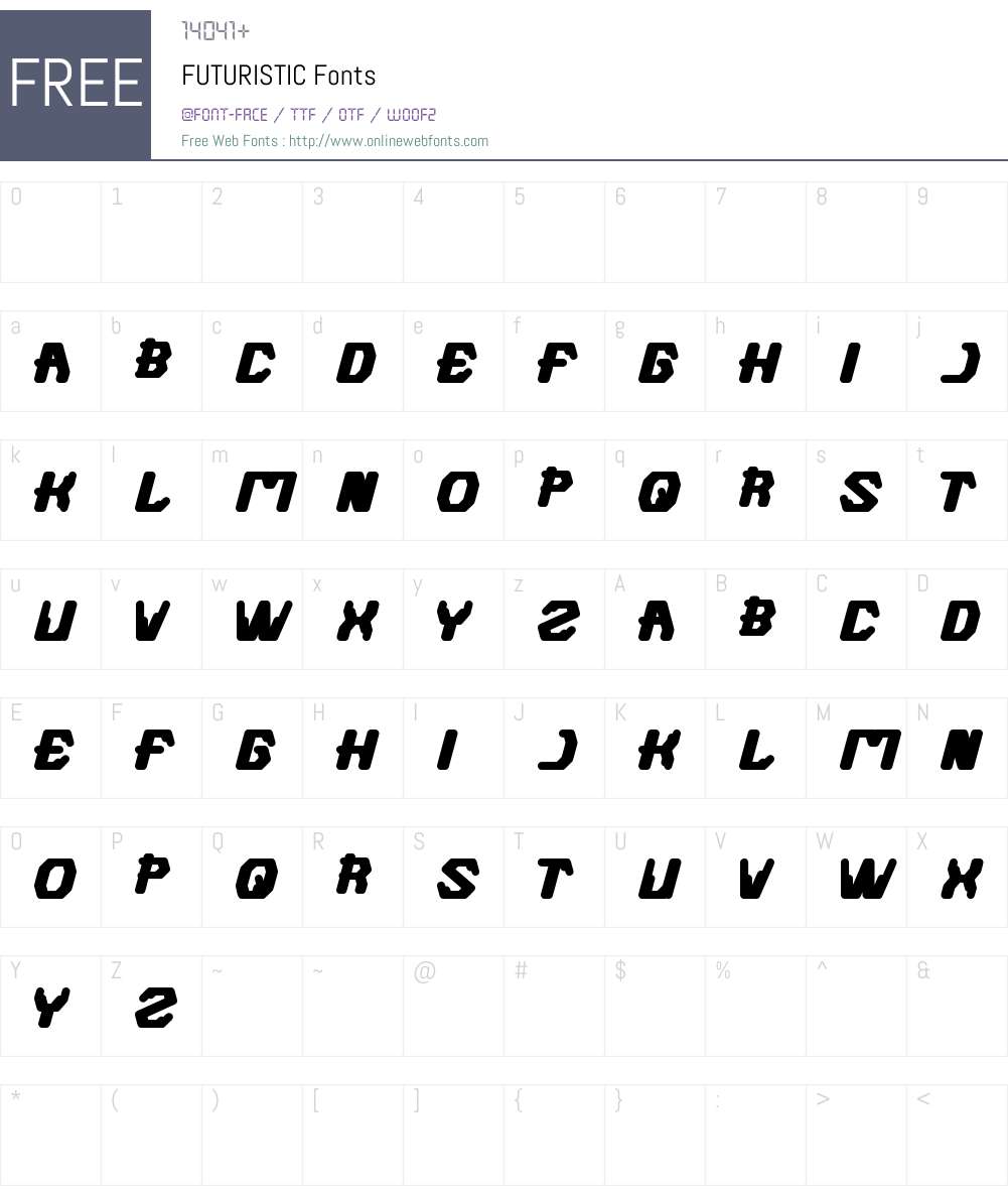 FUTURISTIC Font Screenshots