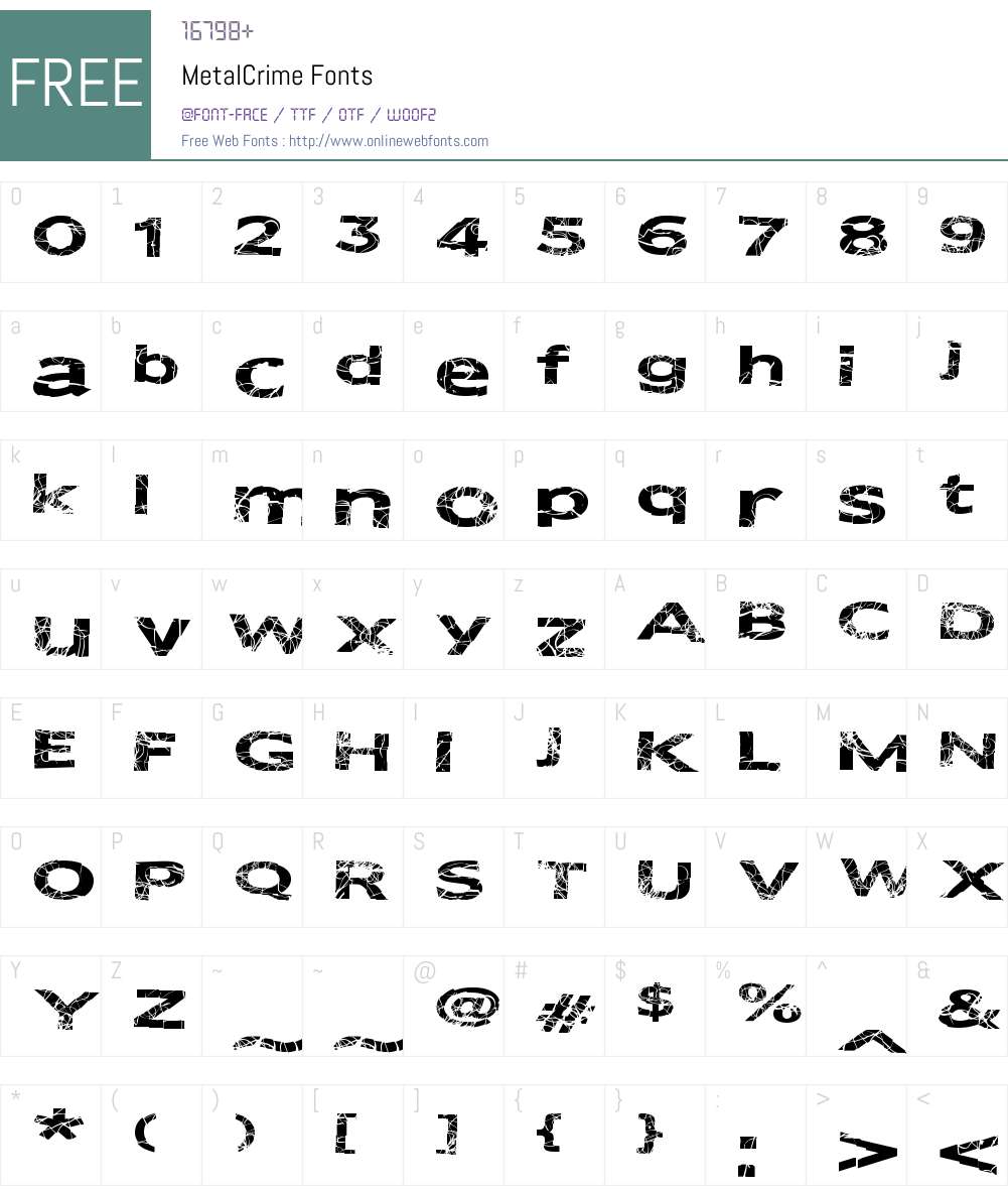 MetalCrime Font Screenshots