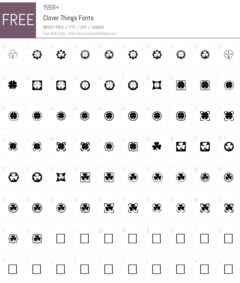Clover Things Font Screenshots