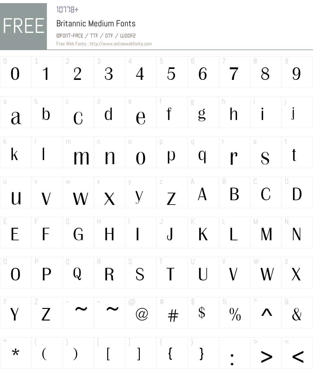 Britannic Medium Font Screenshots