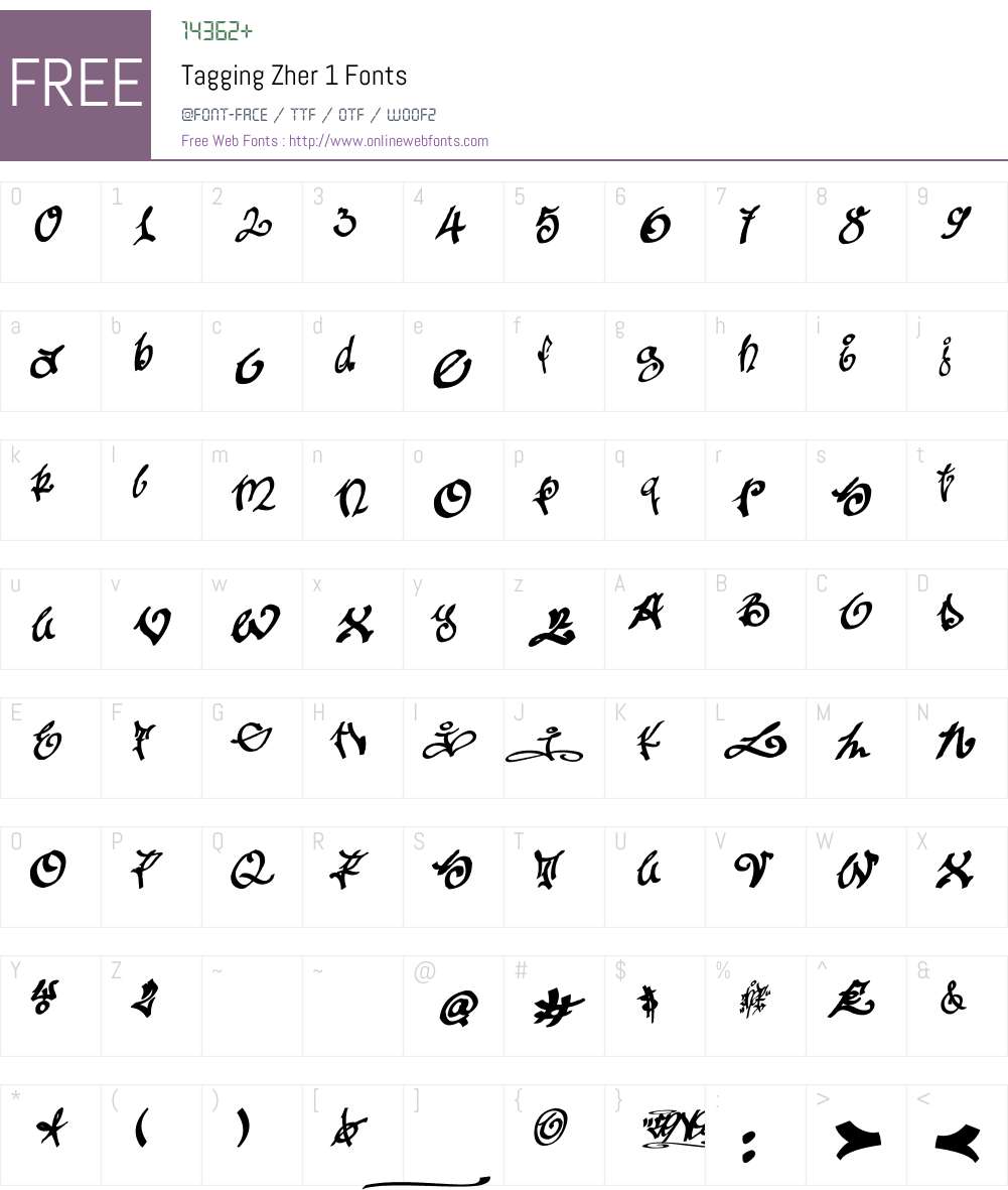 Tagging Zher 1 Font Screenshots