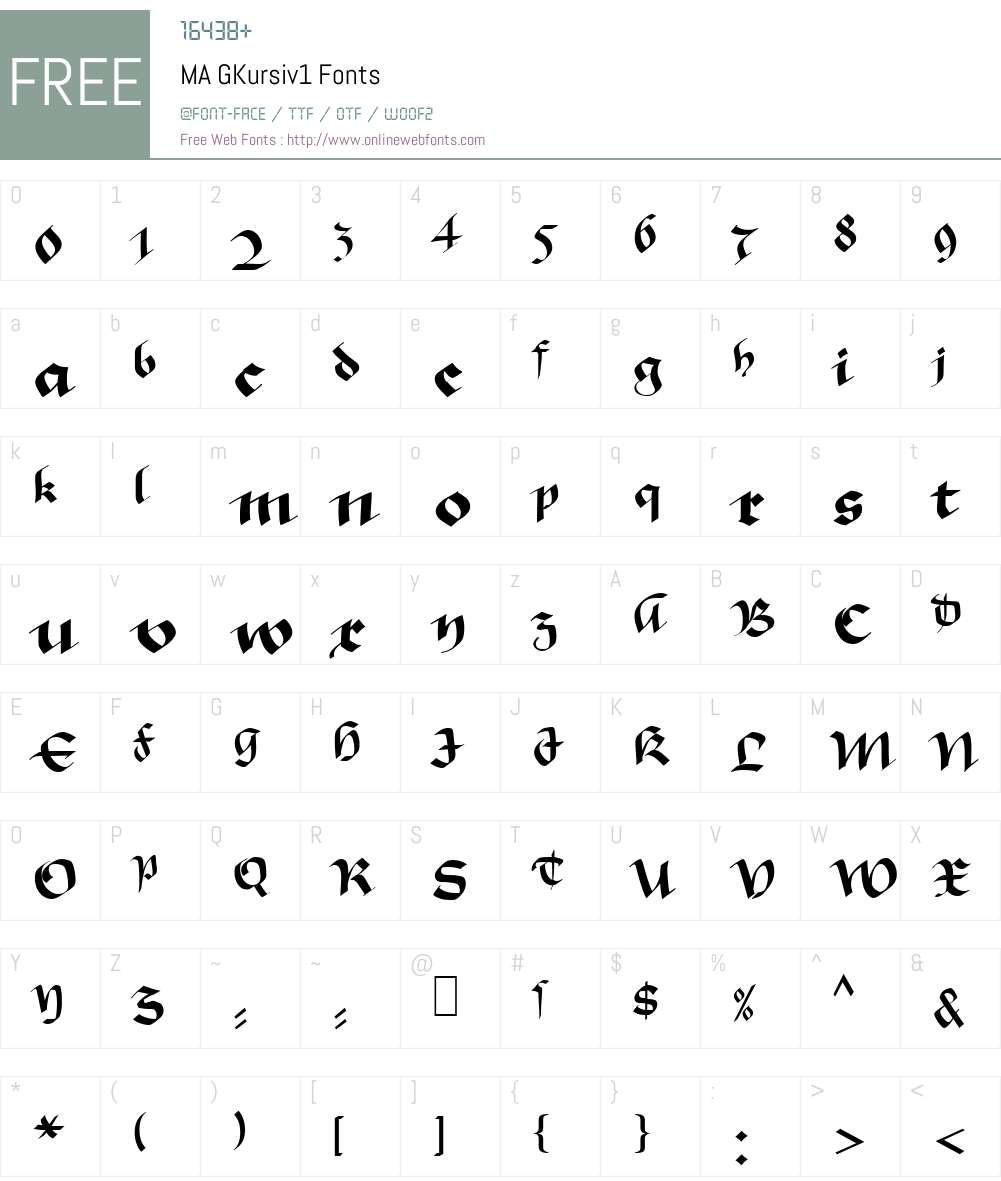 MA GKursiv1 Font Screenshots