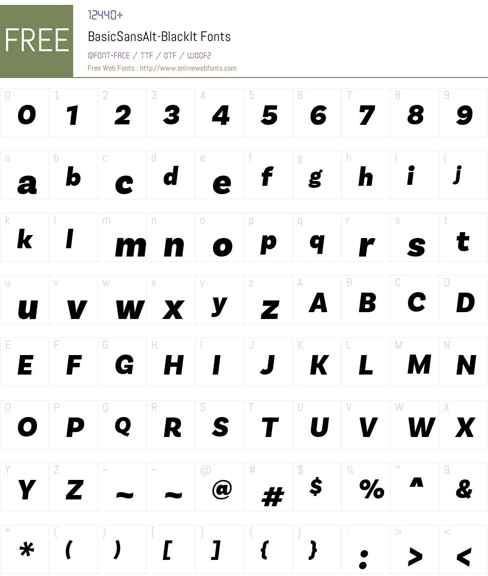 BasicSansAlt-BlackIt Font Screenshots