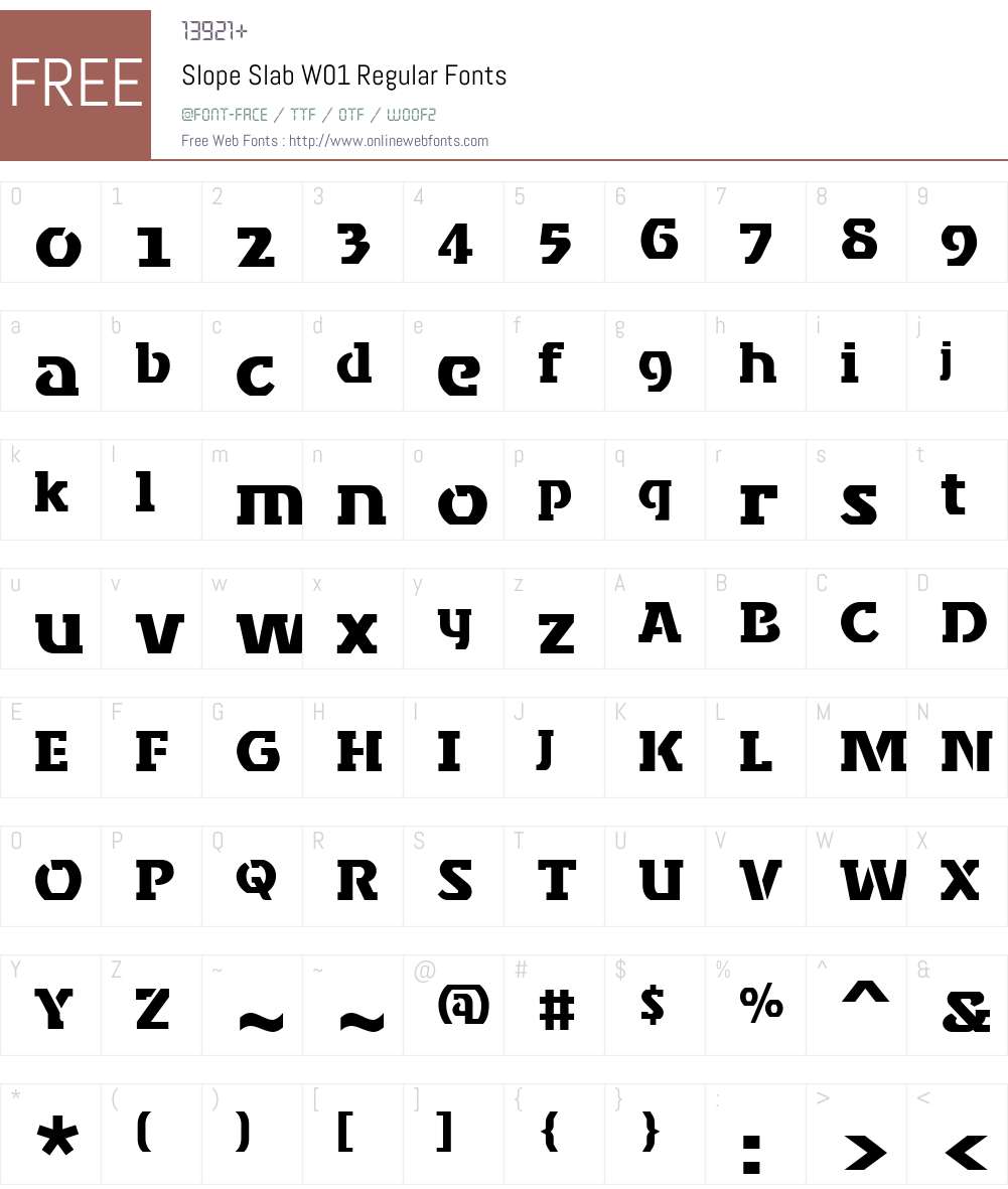 SlopeSlabW01-Regular Font Screenshots