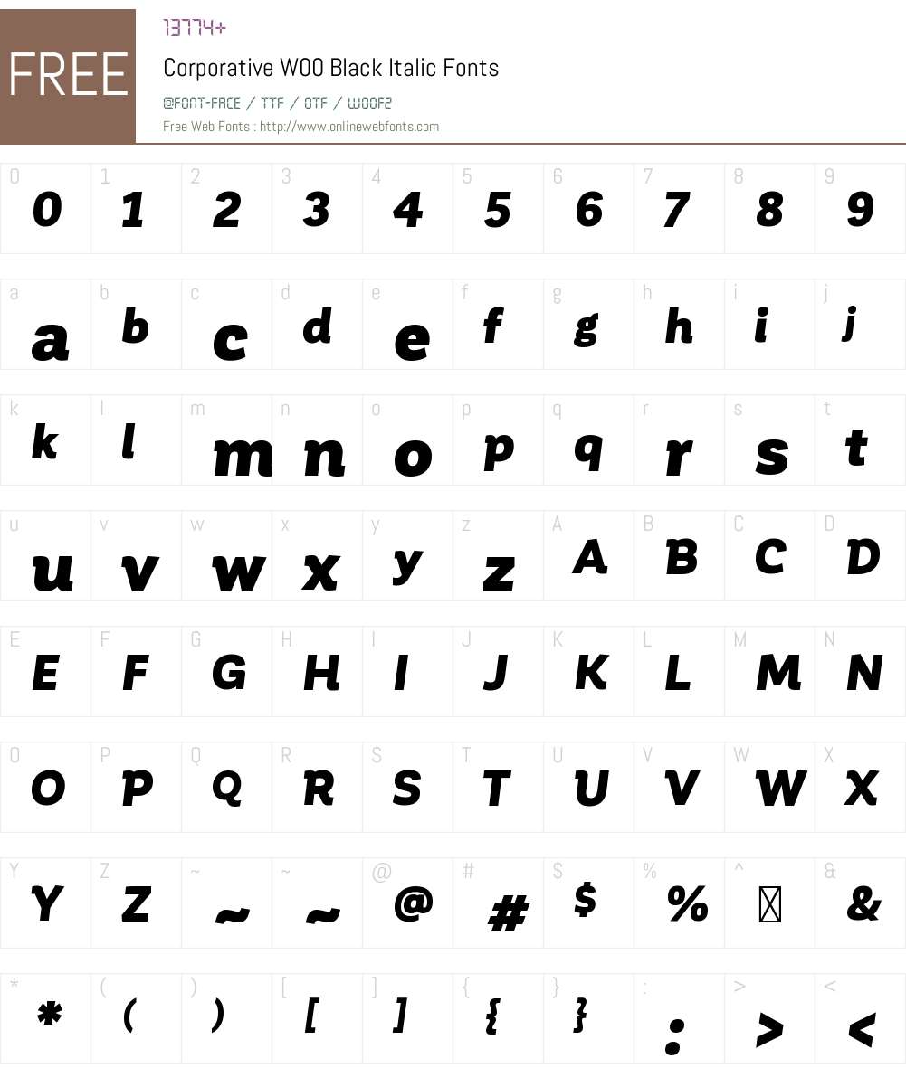 CorporativeW00-BlackItalic Font Screenshots