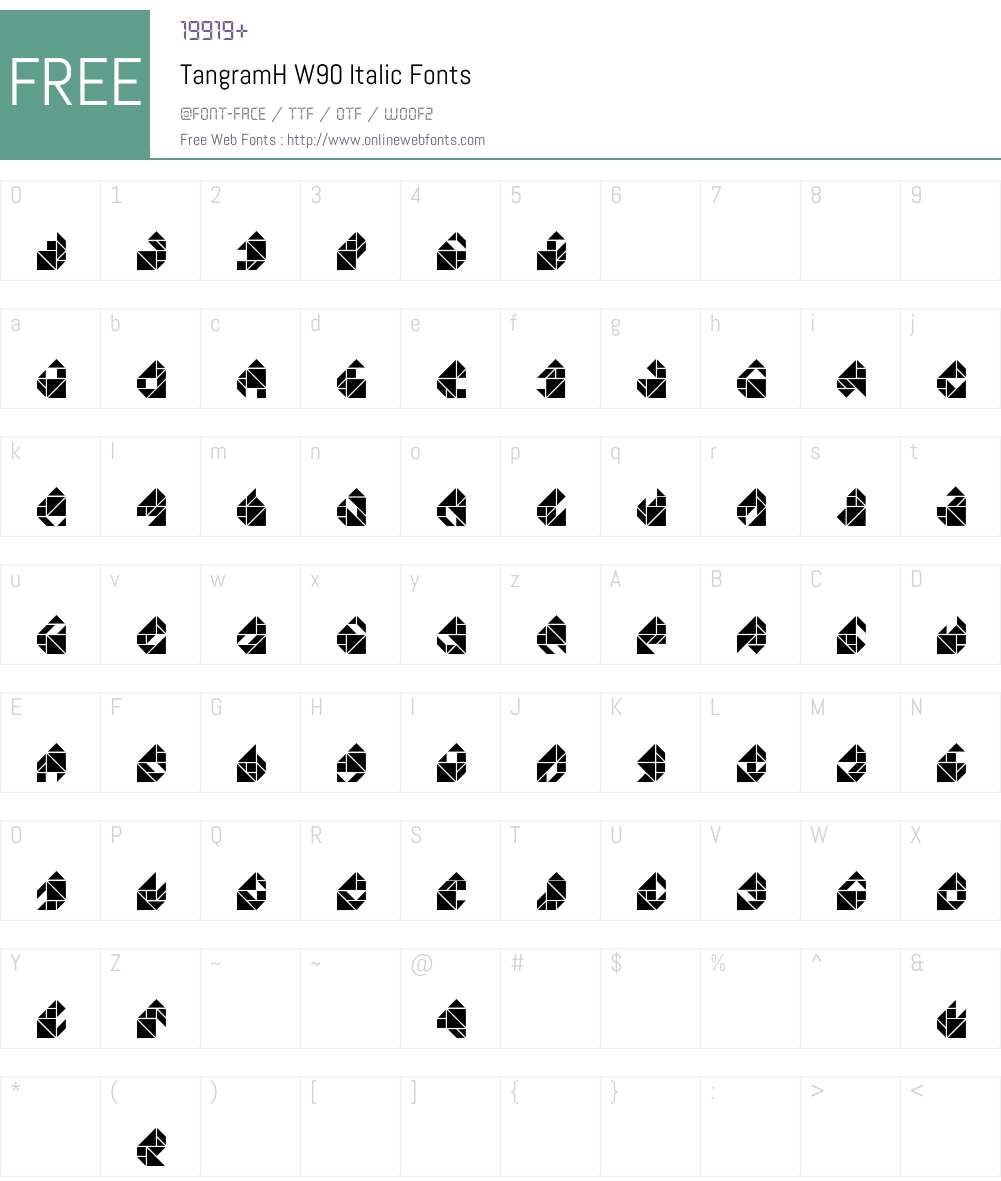 TangramHW90-Italic Font Screenshots