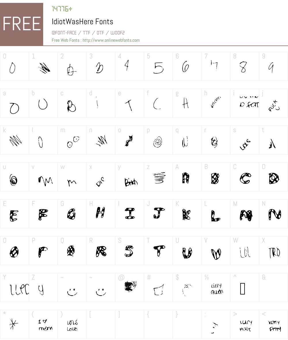 IdiotWasHere Font Screenshots