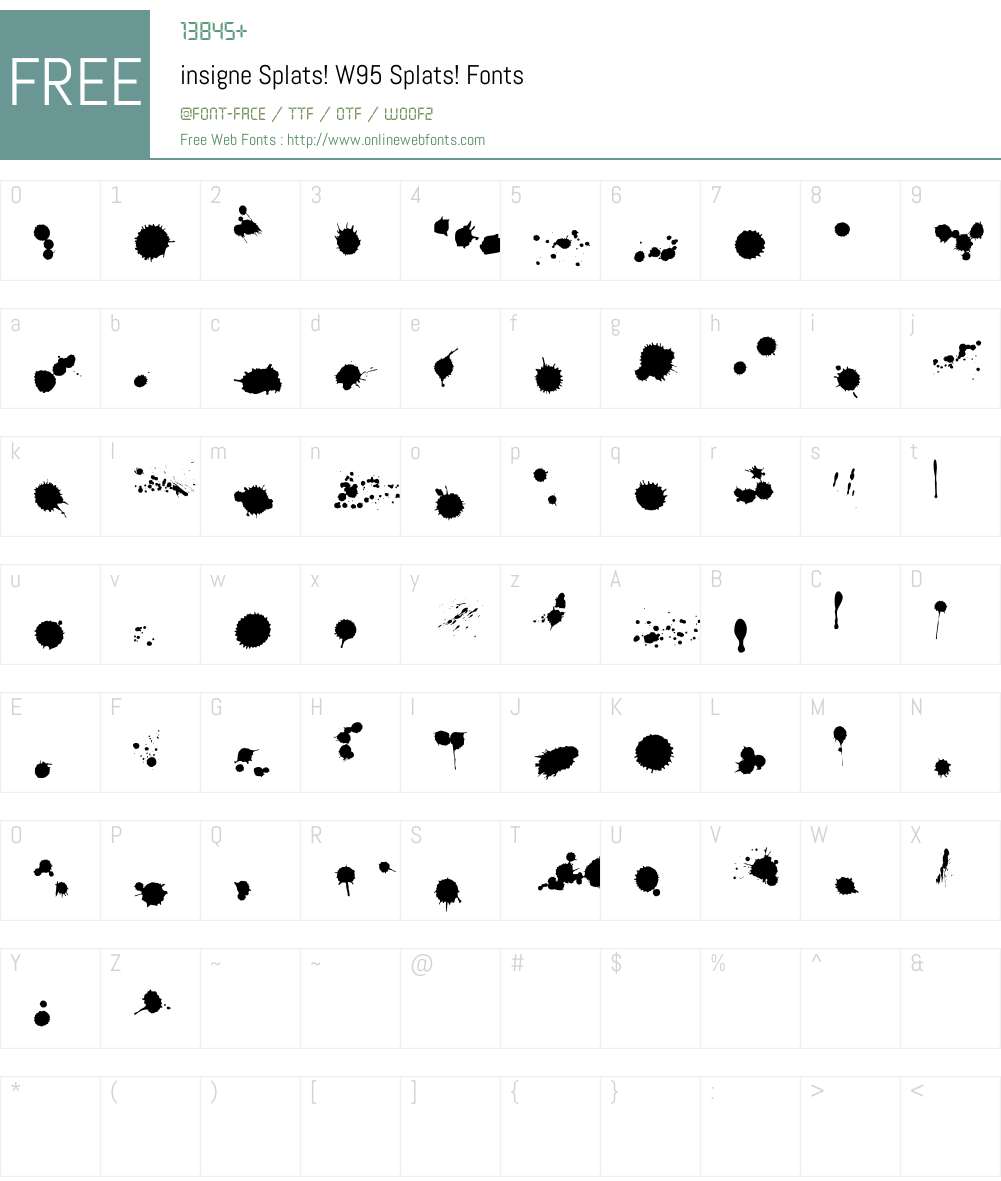 insigne Splats! Font Screenshots
