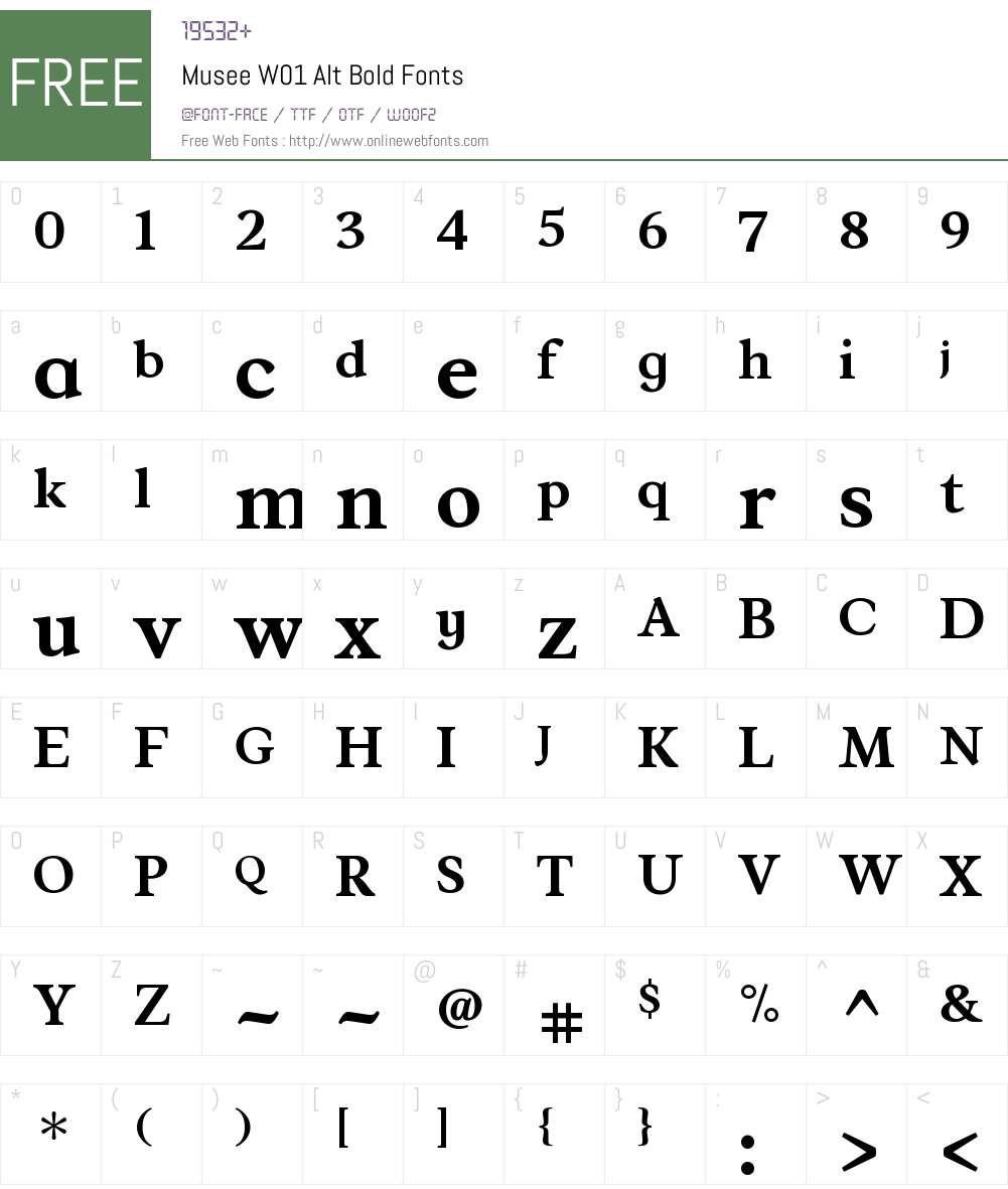 MuseeW01-AltBold Font Screenshots