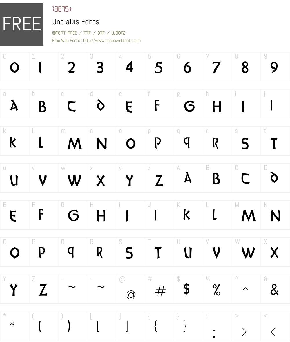 UnciaDis Font Screenshots