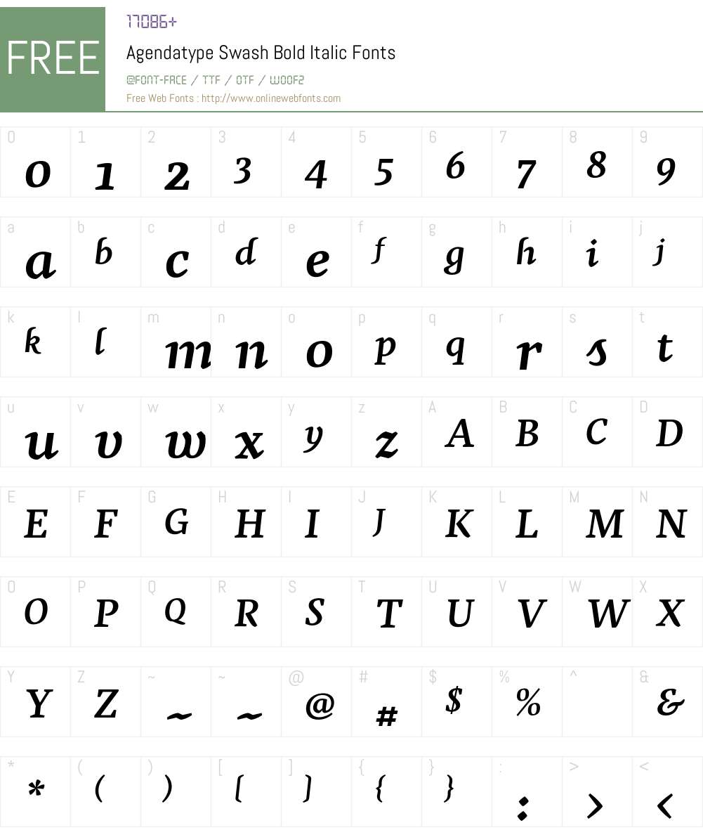 Agendatype Font Screenshots