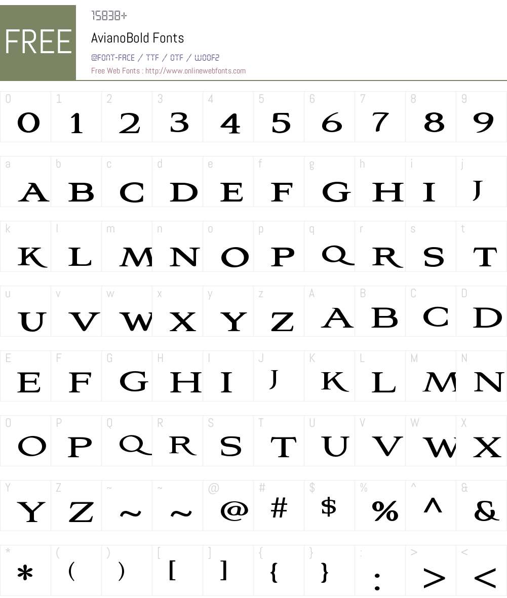 Aviano Bold Font Screenshots