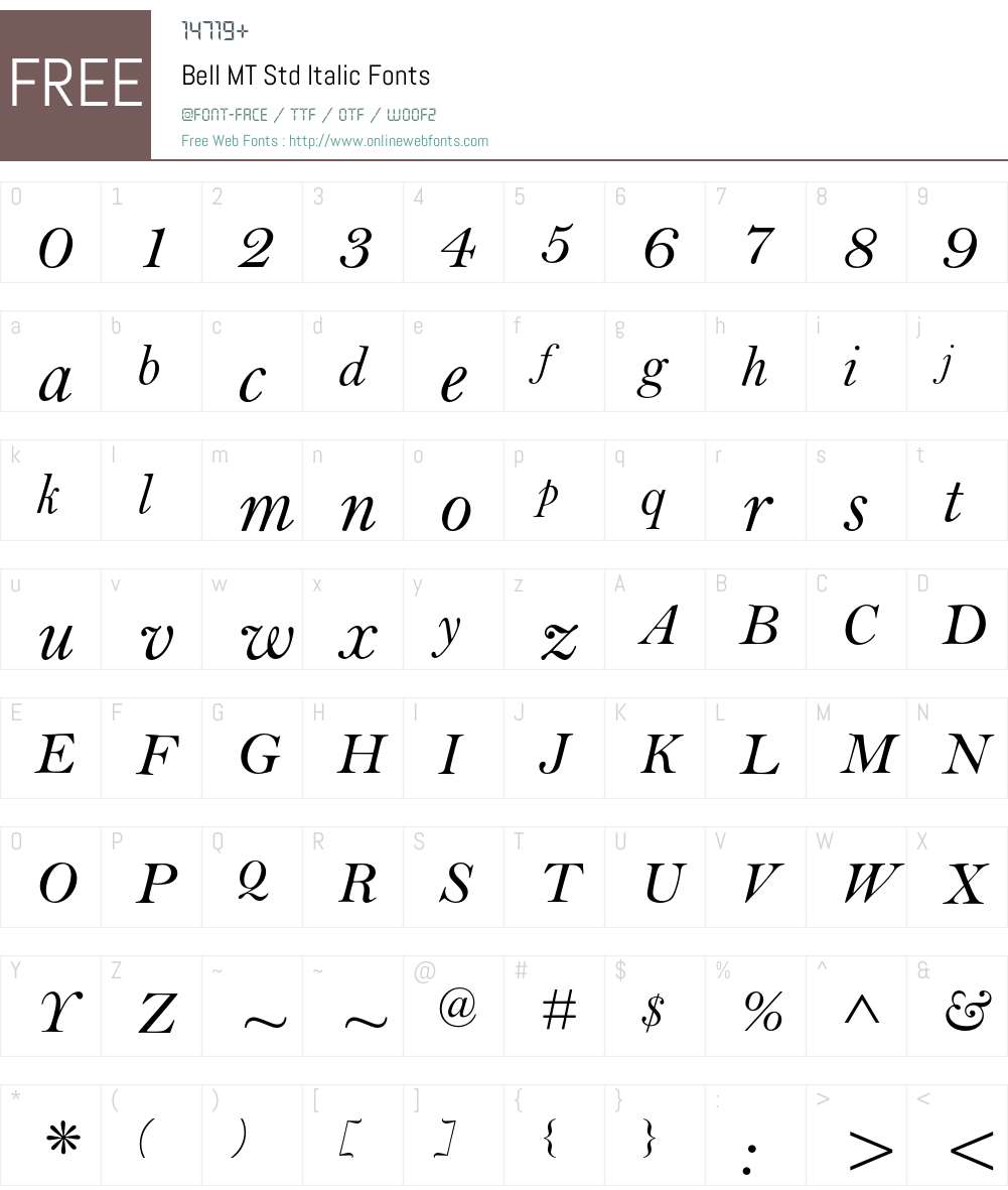 Bell MT Std Font Screenshots