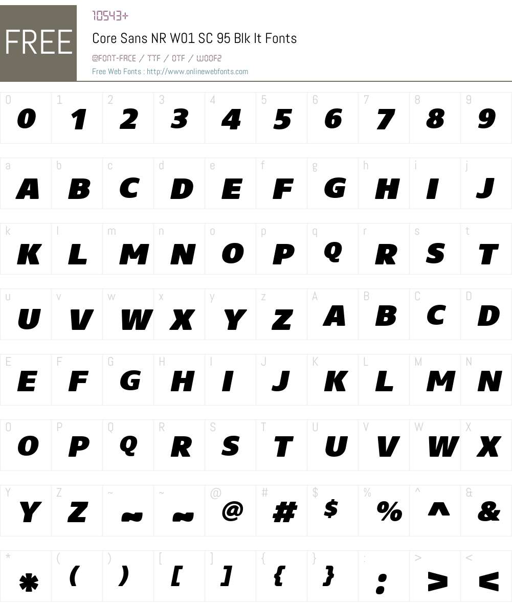 CoreSansNRW01-SC95BlkIt Font Screenshots