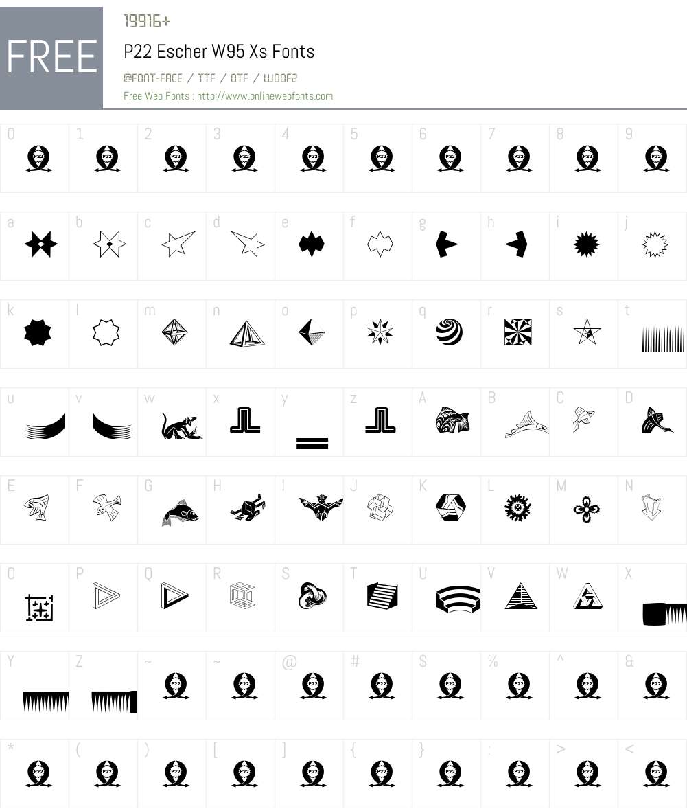 P22EscherW95-Xs Font Screenshots