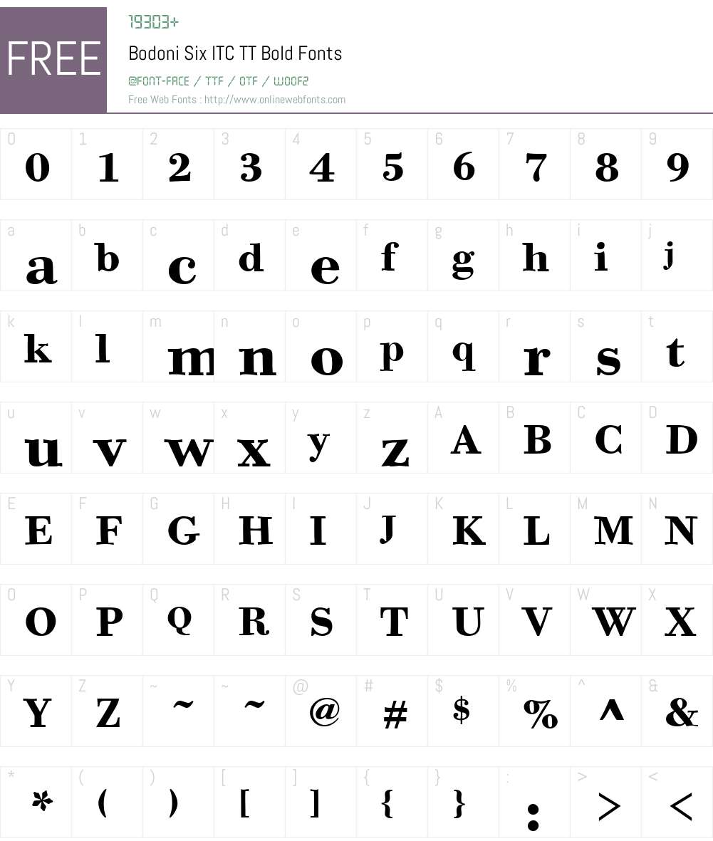 Bodoni Six ITC TT Font Screenshots