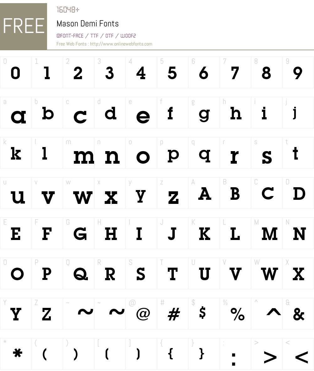 Mason Font Screenshots
