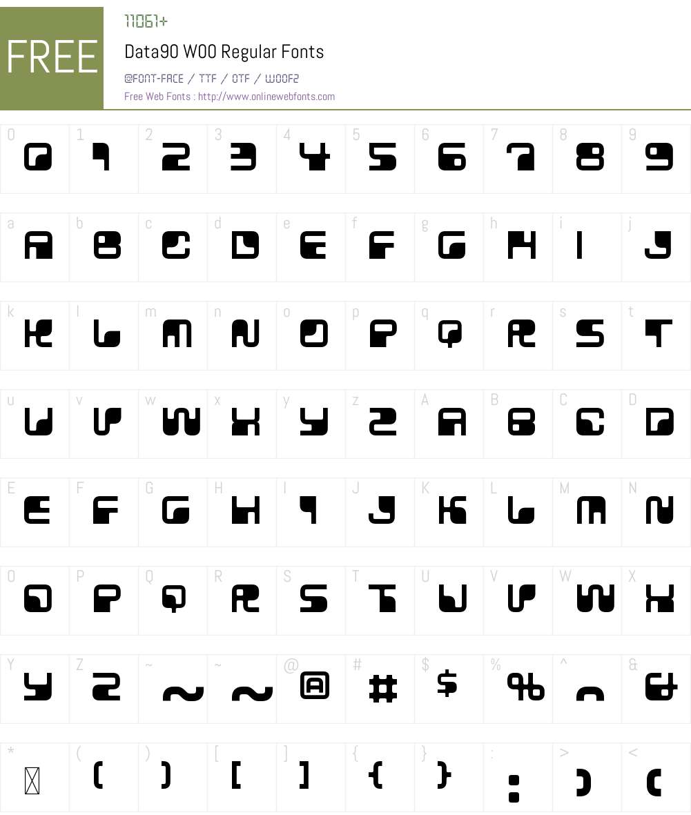 Data90W00-Regular Font Screenshots