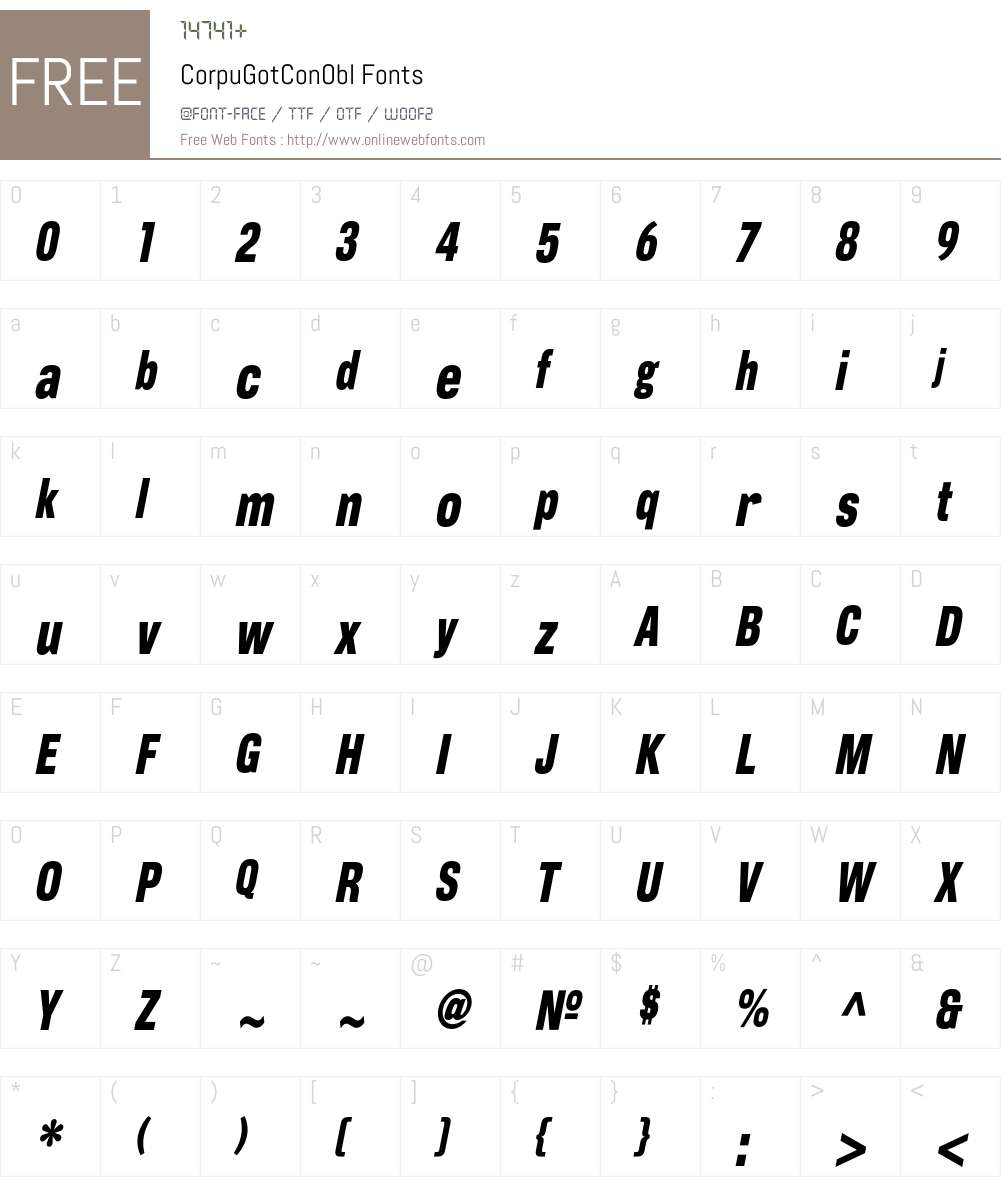 CorpuGotConObl Font Screenshots