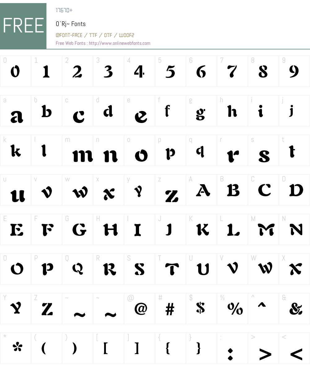 O`Rj~ Font Screenshots
