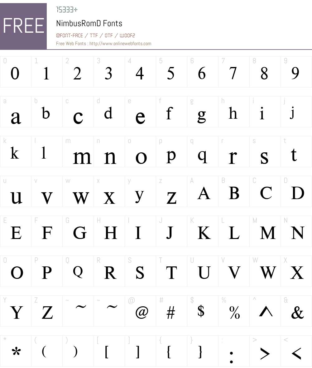 NimbusRomD Font Screenshots