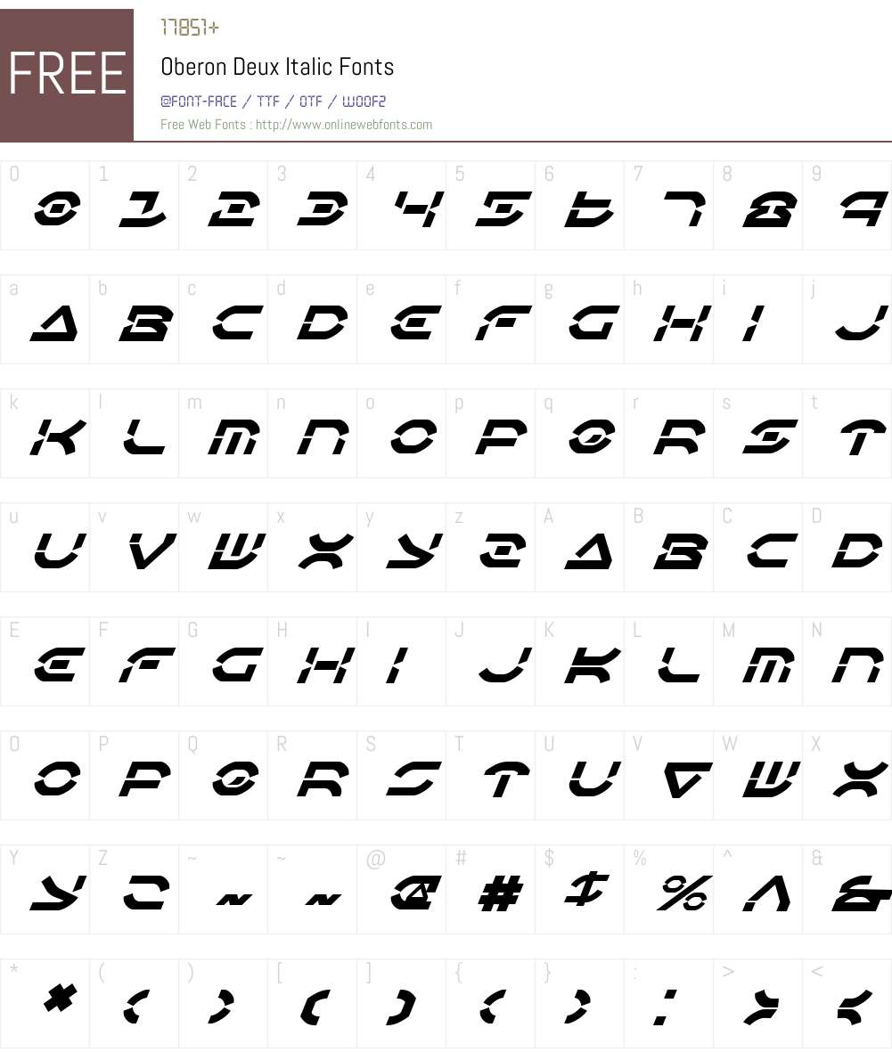 Oberon Deux Italic Font Screenshots