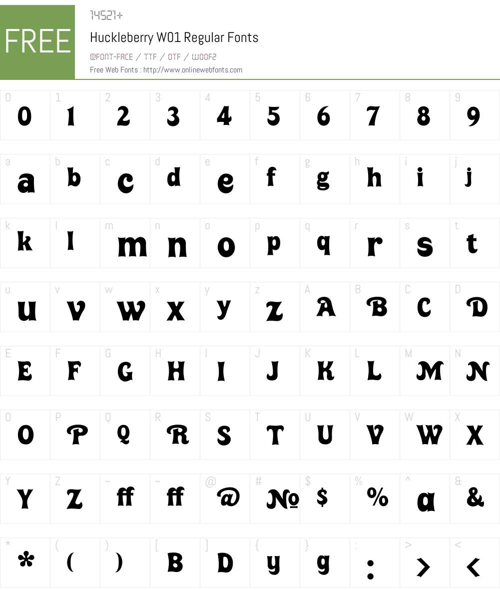 HuckleberryW01-Regular Font Screenshots